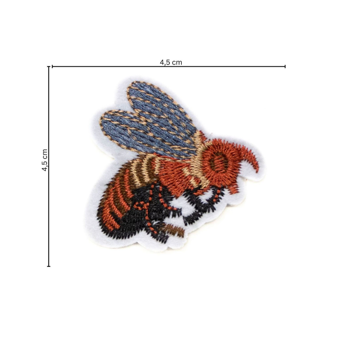 Stick-Applikation zum Aufnähen ca 4,5 cm x 4,5 cm - Biene - rot