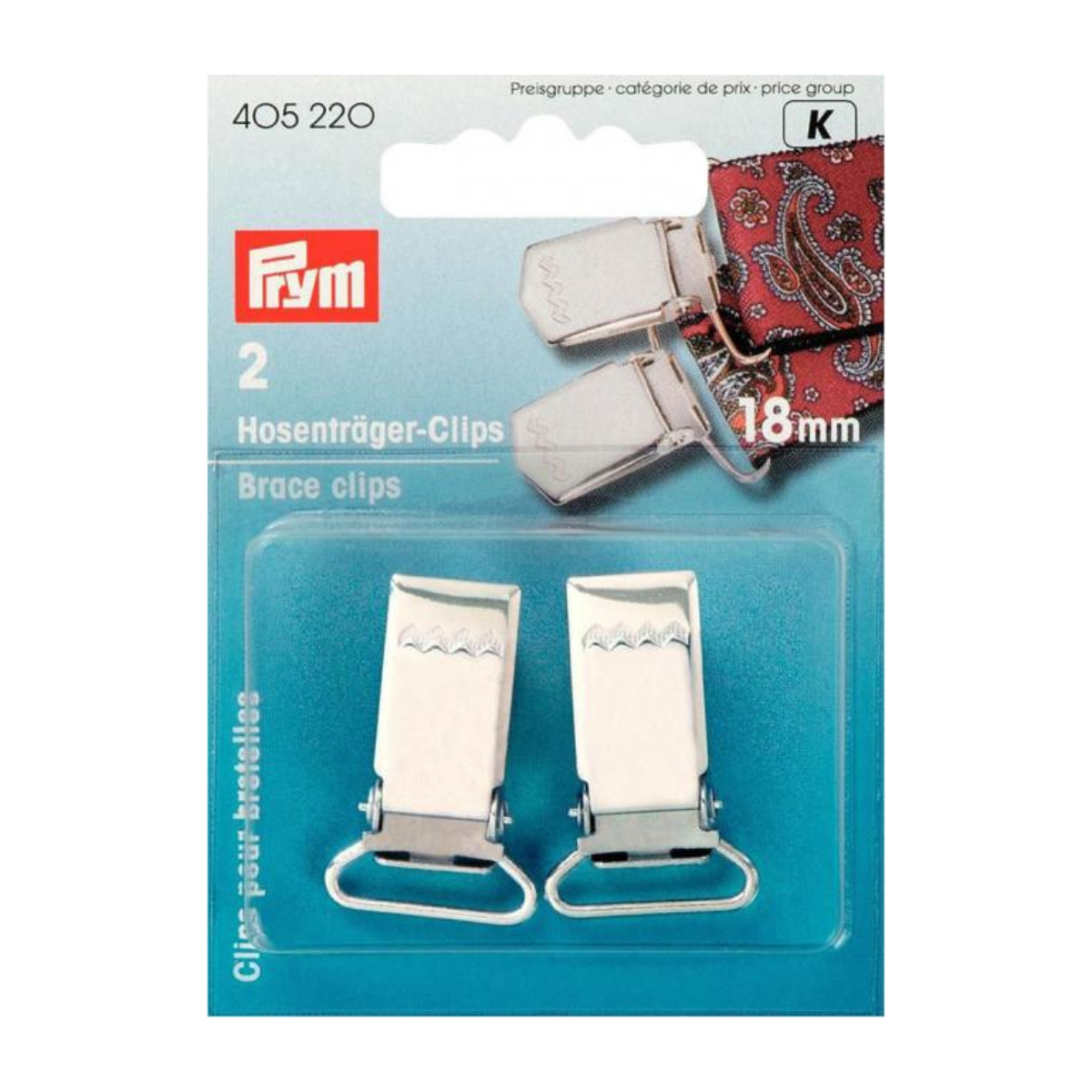 Prym 2 Hosenträger-Clips 18mm - silber