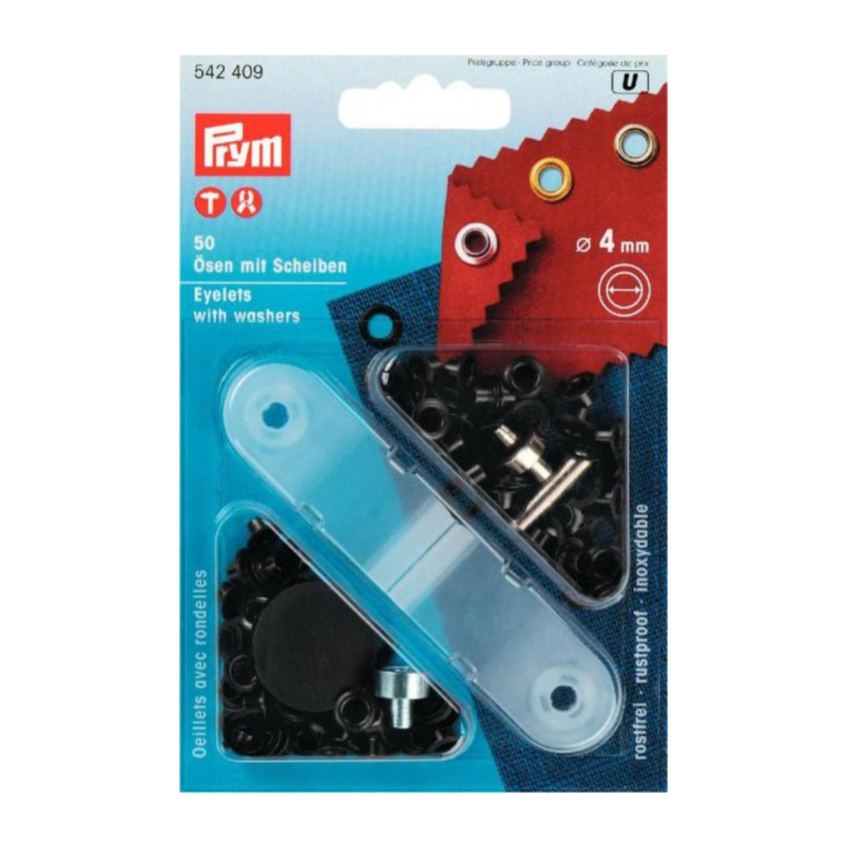 Prym 50 Ösen und Scheiben 4,0mm - schwarz