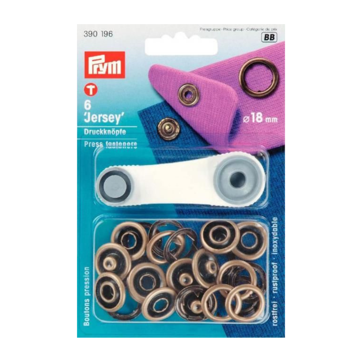 Prym 6 NF-Druckknopf Jersey MS 18 mm - altgold