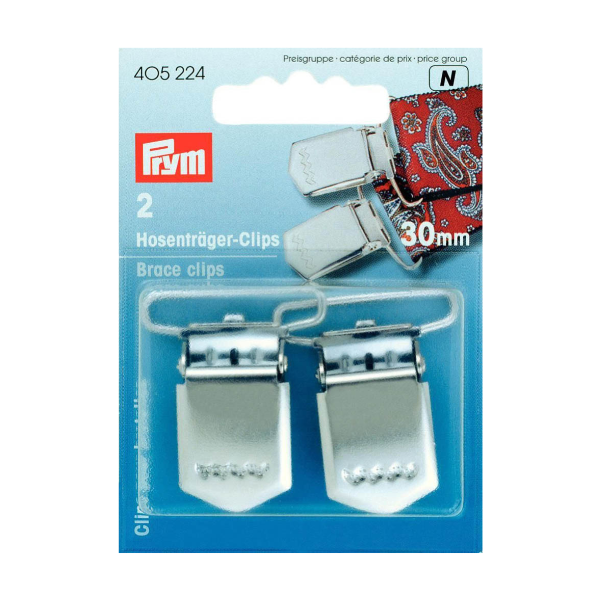 Prym 2 Hosenträger-Clips 30mm - silber