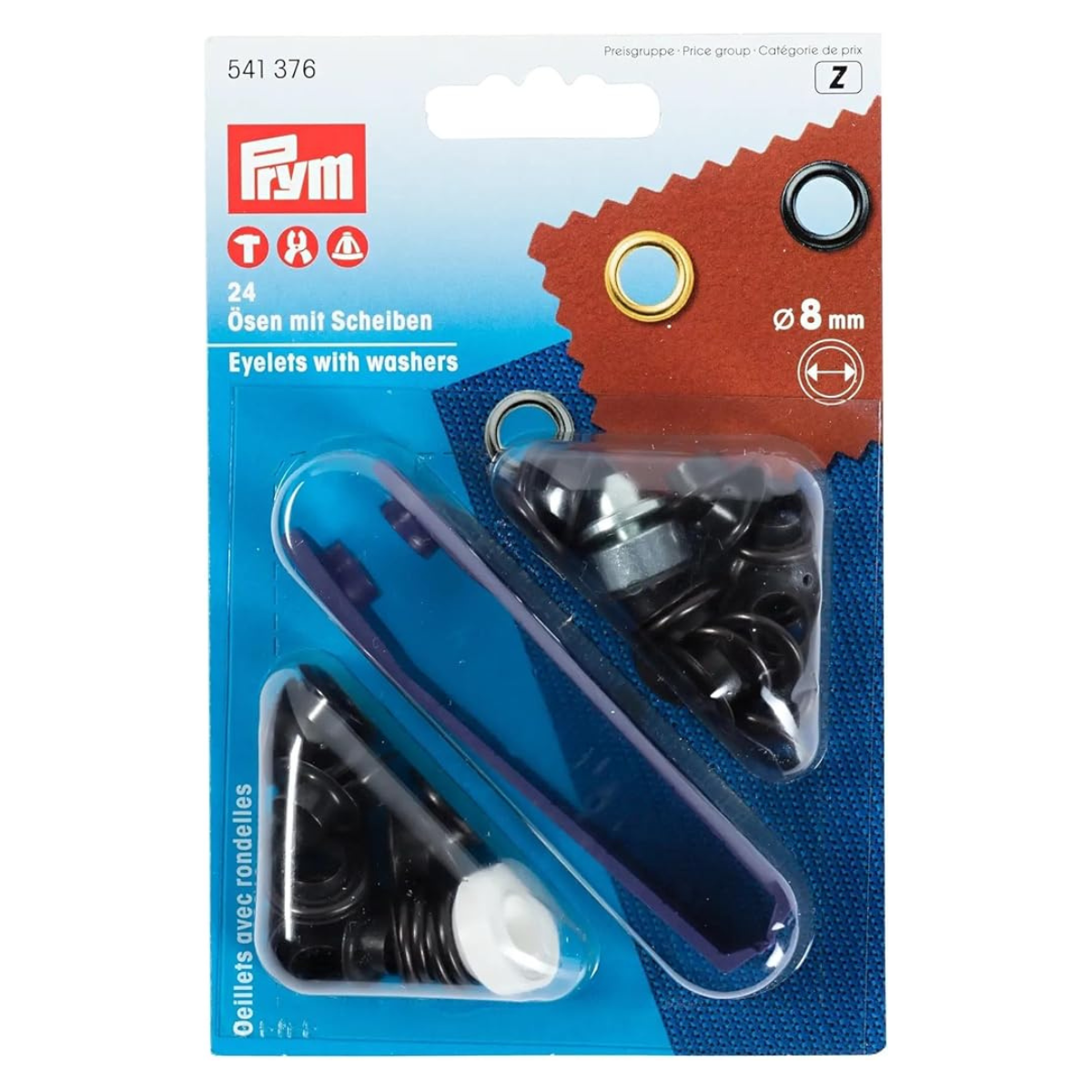 Prym Ösen mit Scheiben 8mm 24 Stück - brüniert