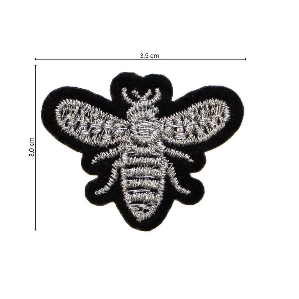 Stick-Applikation zum Aufbügeln ca 3,5 cm x 3,0 cm - Biene - schwarz - silber