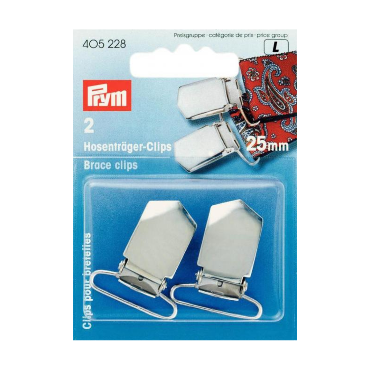 Prym 2 Hosenträger-Clips 25mm - silberfarben