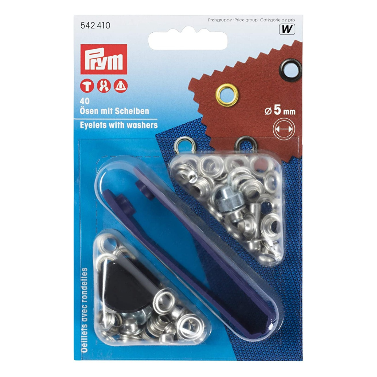 Prym Ösen mit Scheiben 5mm 40 Stück - silber