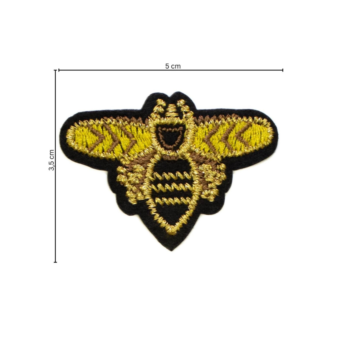 Stick-Applikation zum Aufbügeln ca 5,0 cm x 3,5 cm - Biene - gold - schwarz
