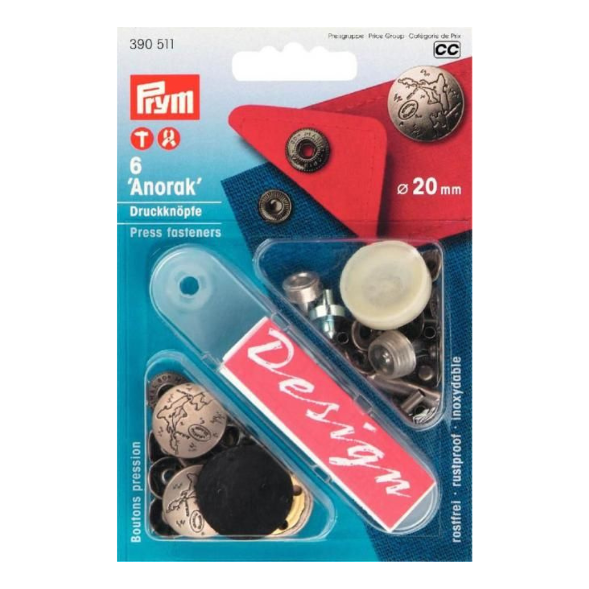 Prym 6 NF-Druckknopf Anorak Excursion MS 20 mm - matt silber