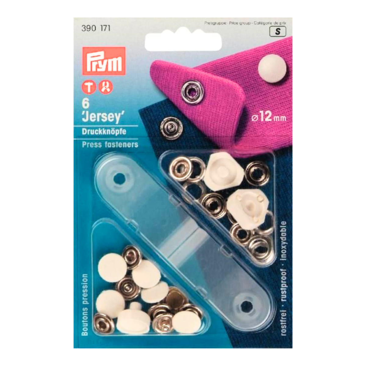 Prym 6 NF-Druckknopf Jersey glatte Kappe MS 12 mm - weiß