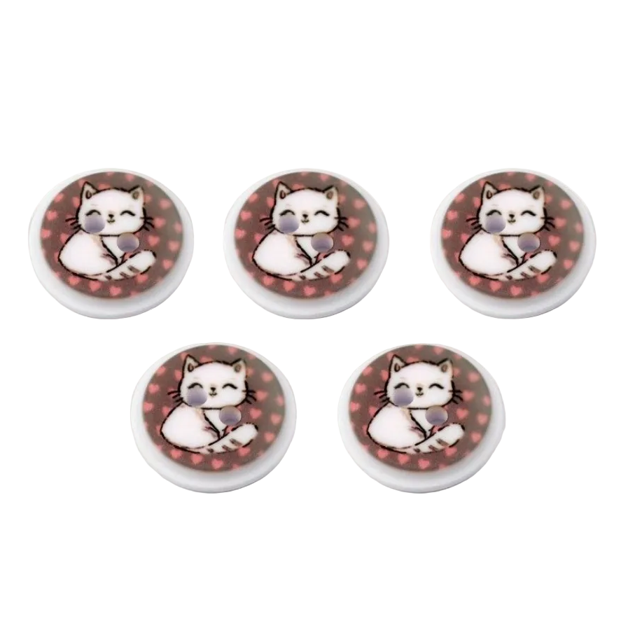 Kinderknöpfe 5 Stück/15 mm - Katze - beige