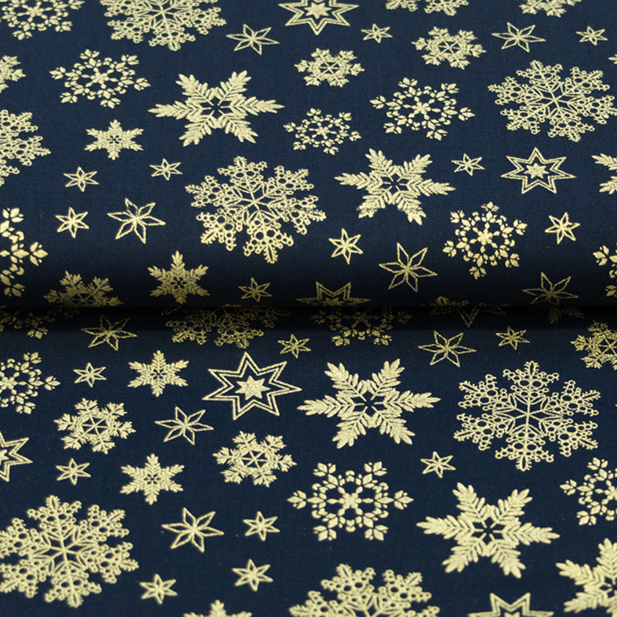 Webware Baumwolle Popeline mit Foliendruck - Weihnachtliche Eiskristalle