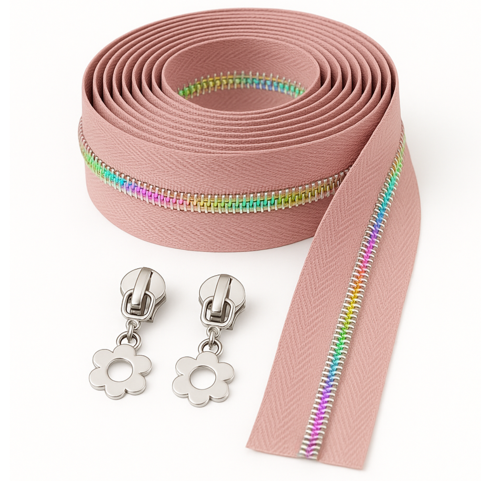 Regenbogen Endlosreißverschluss + Schieber mit Blume