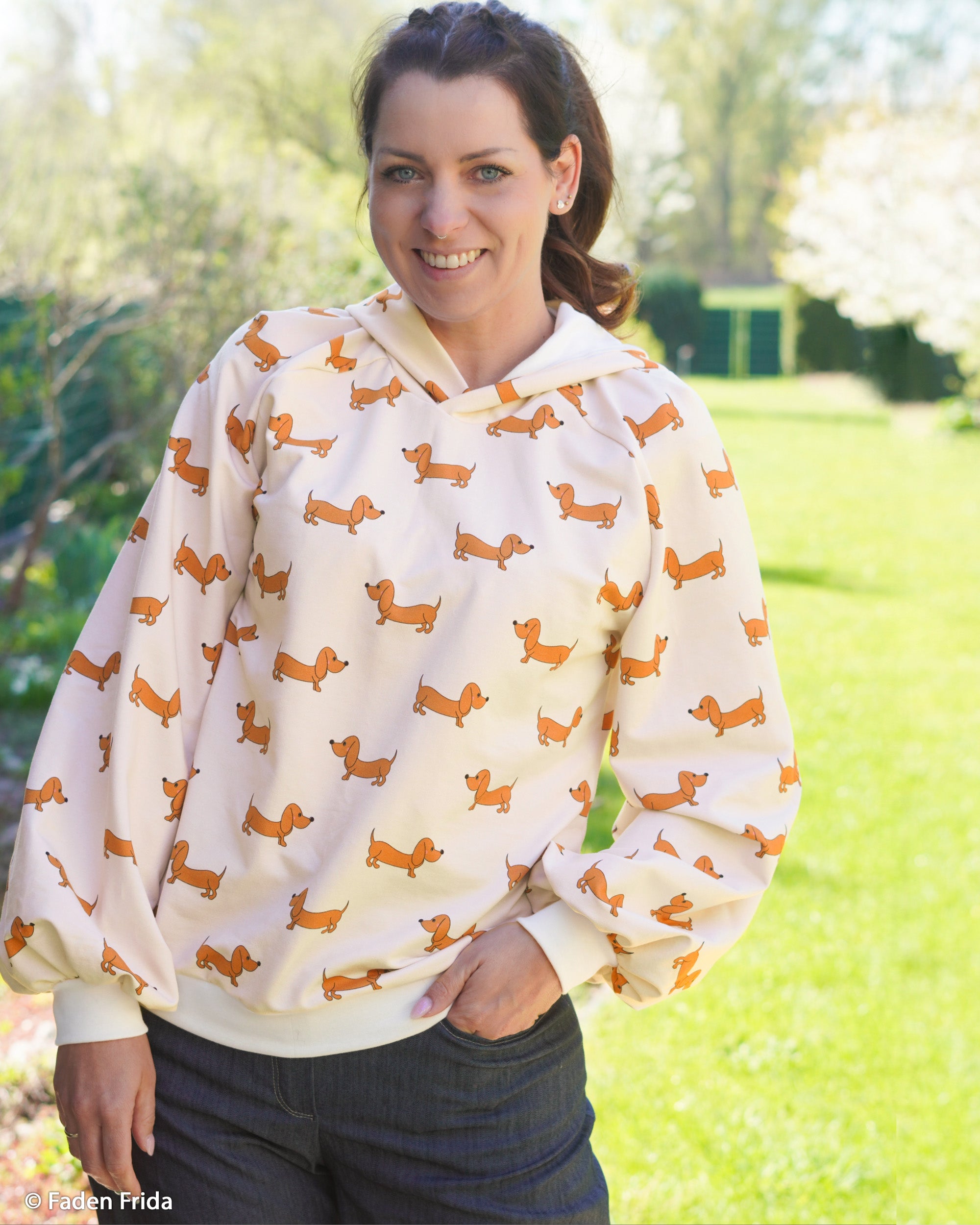 French Terry Swafing Terry der Dackel by Cherry Picking - Dackel - naturbeige