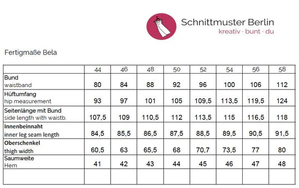 Papierschnittmuster Chinohose Bela