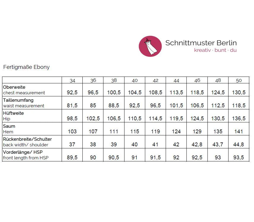 Papierschnittmuster Premium Kurzmantel Ebony