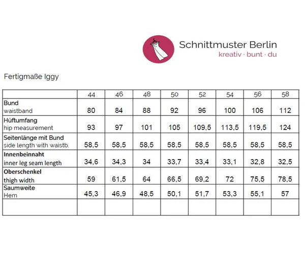 Papierschnittmuster Bermuda Hose Iggy