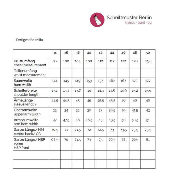 Papierschnittmuster Boho Bluse Milla