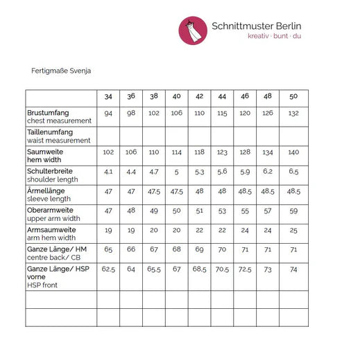 Papierschnittmuster Sommerbluse Svenja