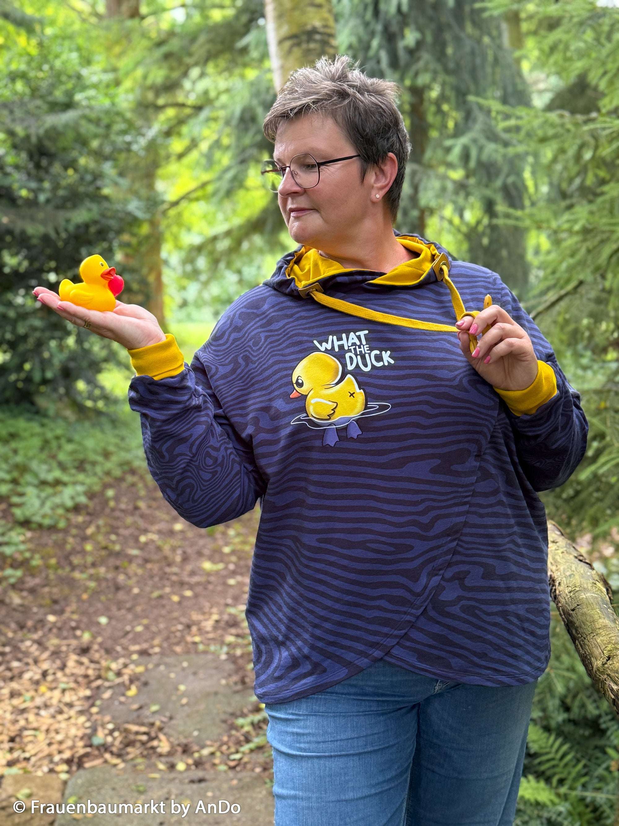 French Terry Swafing PANEL ca. 85 cm x 150 cm What the Duck by Thorsten Berger - dunkelblau