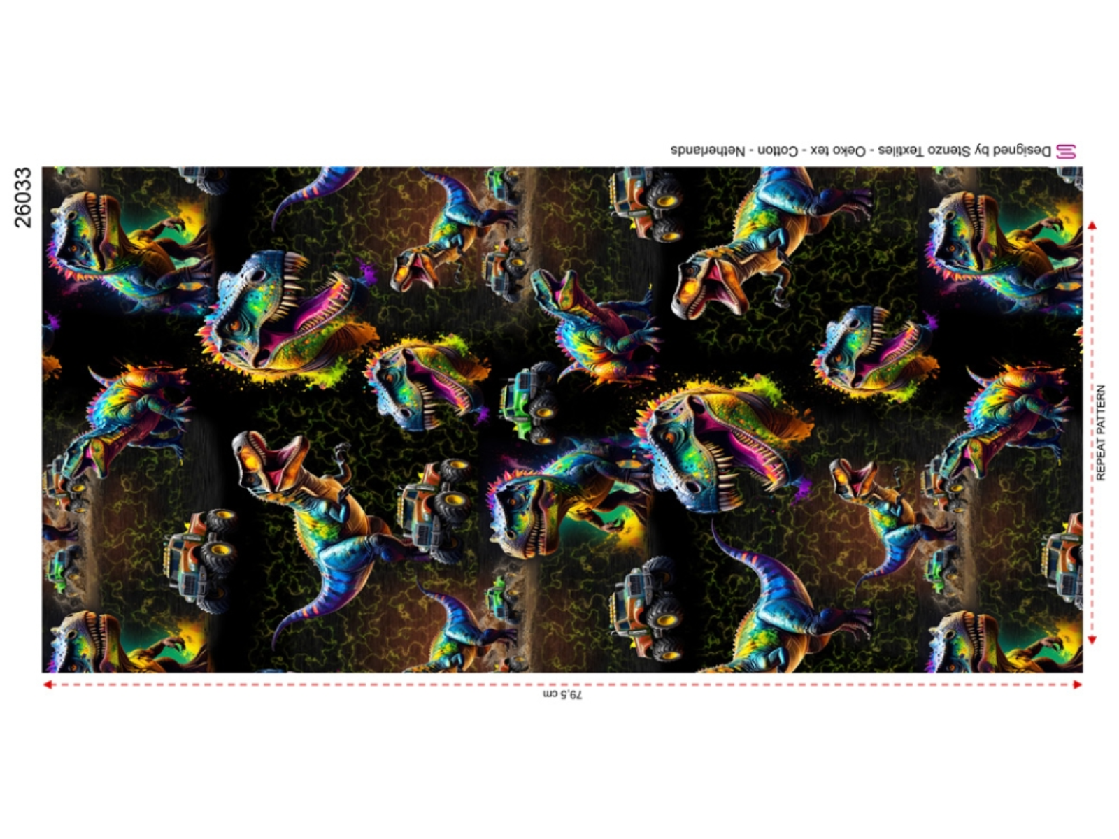 French Terry Stoff - "Elektrische Dinos" ⚡🦖