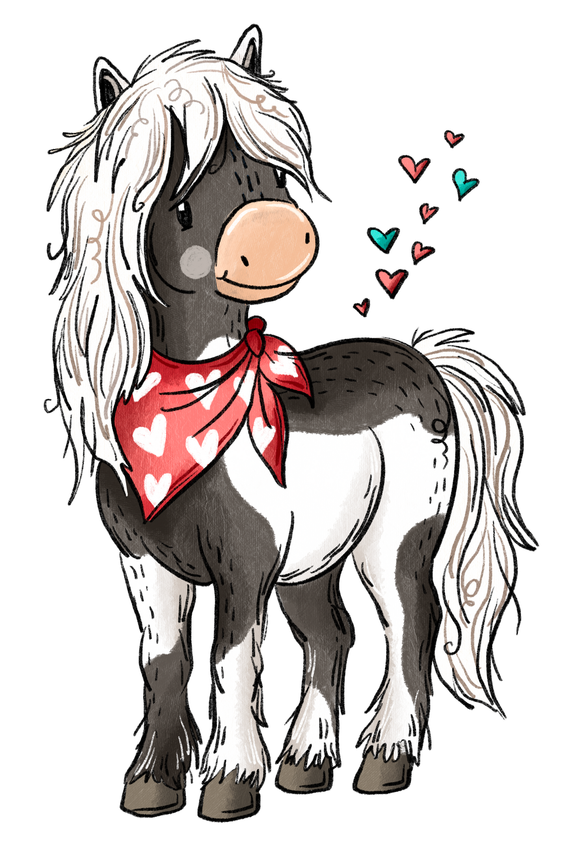 Bügelbild Applikation - Katzengold Desing PferdeHorde - Schecken-Pony