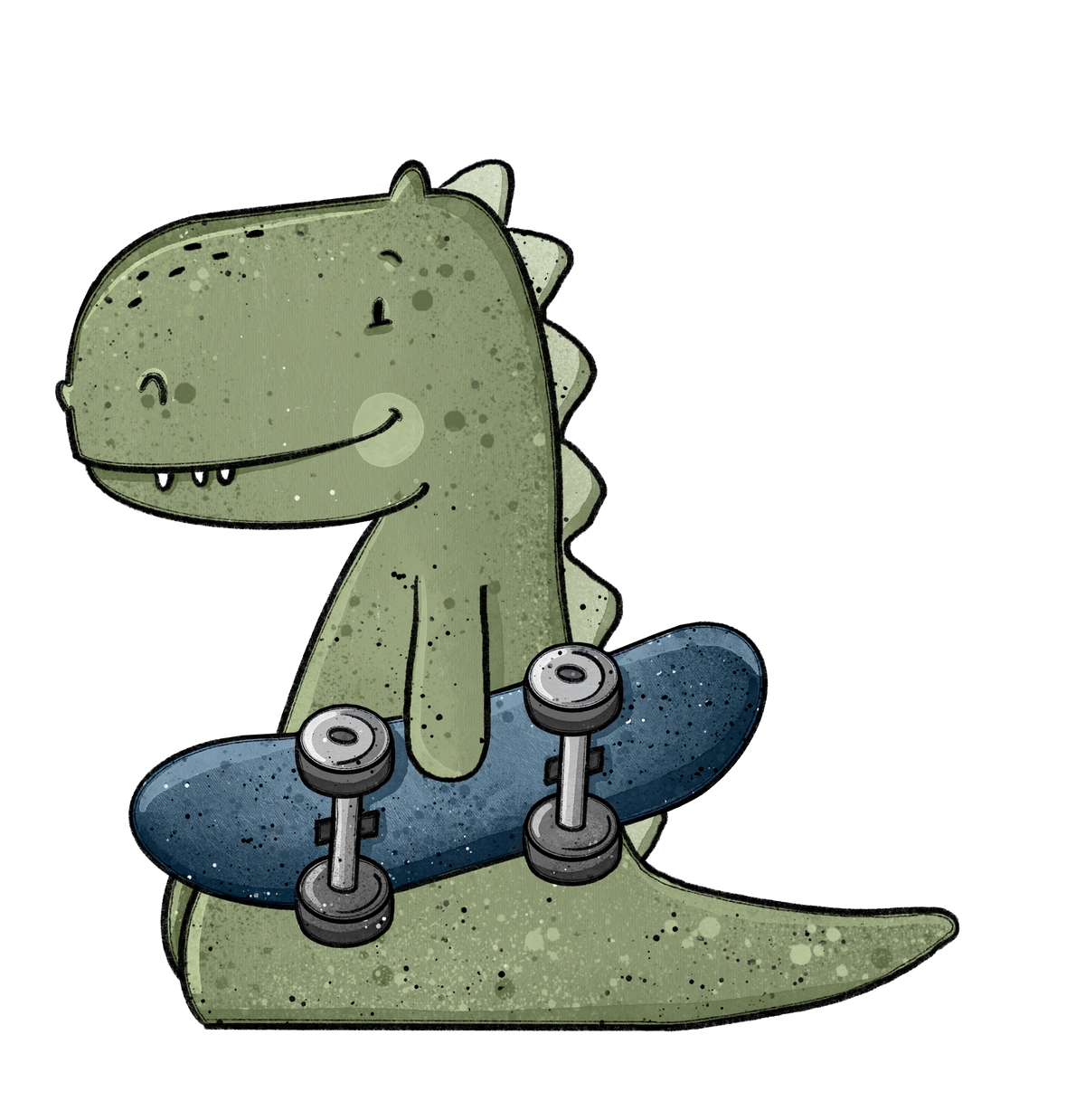 Bügelbild Applikation - Katzengold Design Rex Skat - Rex mit Skateboard