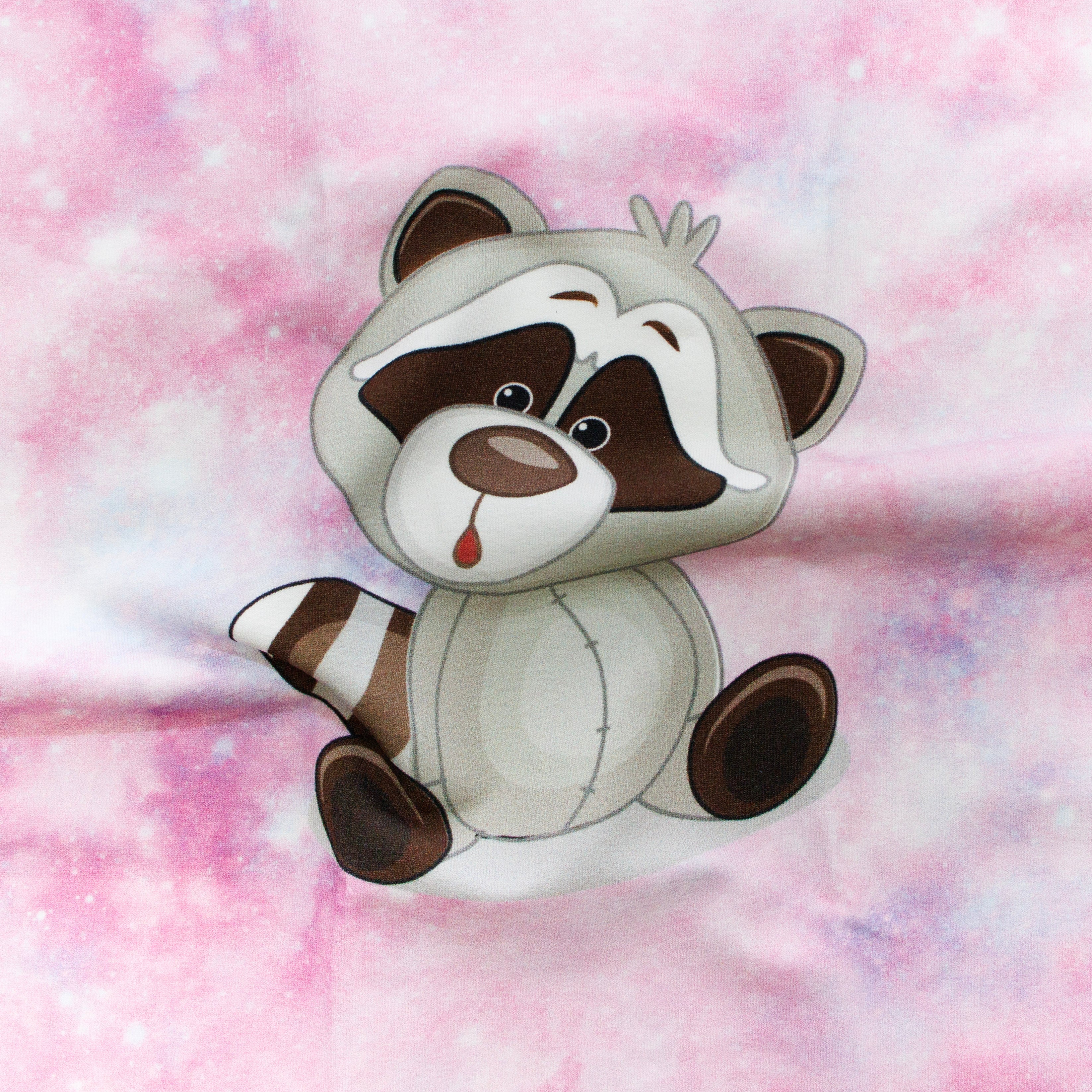 Sweat French Terry PANEL ca 30 cm x 42 cm - süßer Waschbär