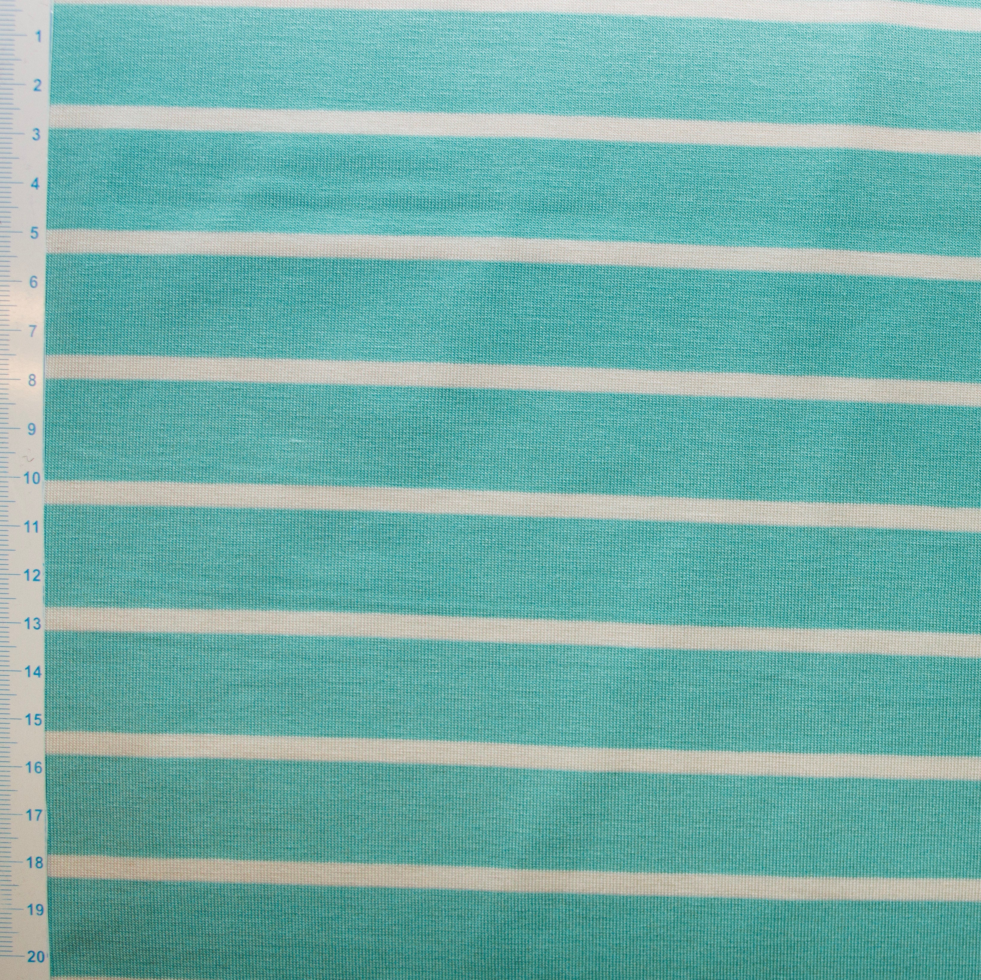 Jersey Viskose Lillestoff - Streifen - türkis - wollweiß
