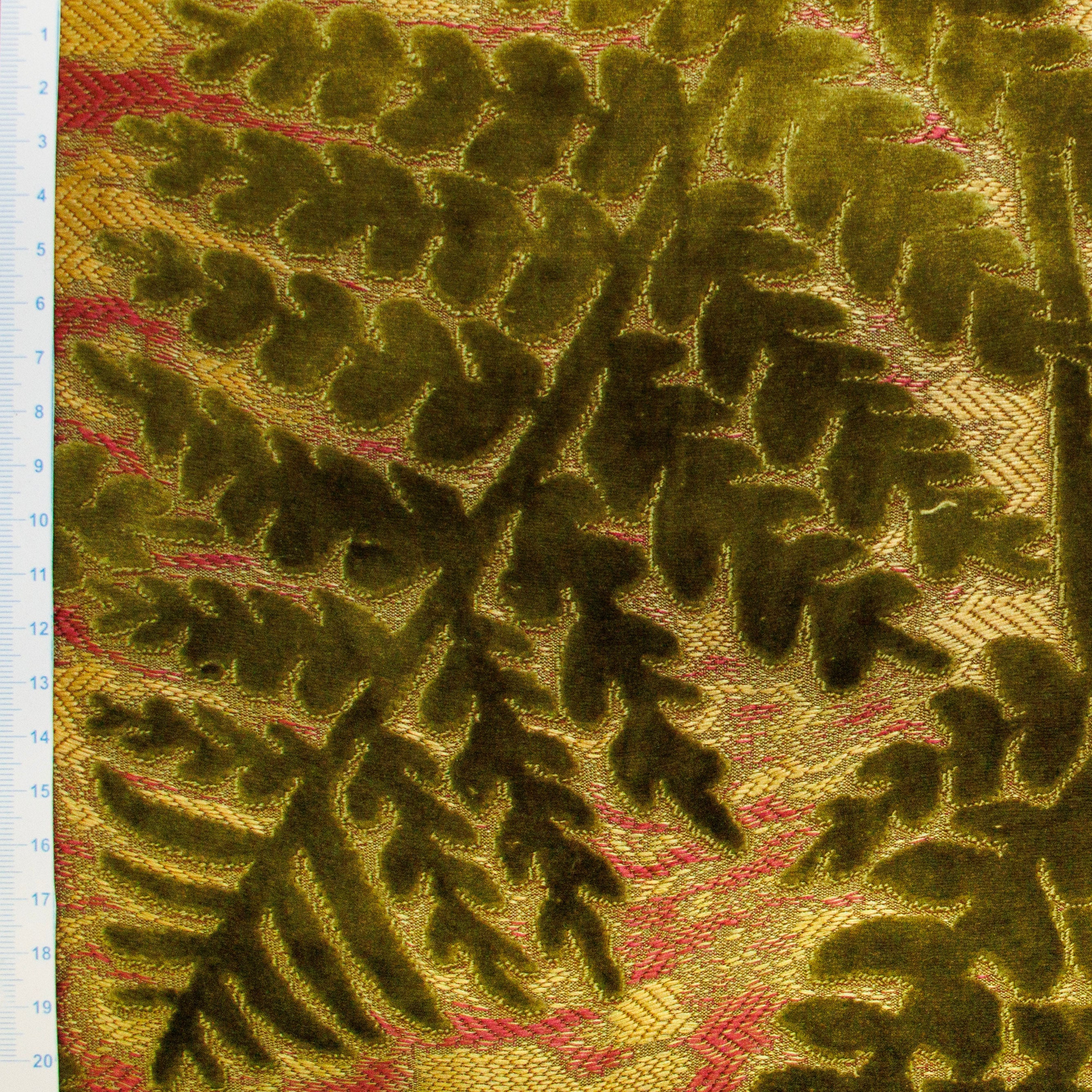Dekostoff Samt - Farn - gold - grün