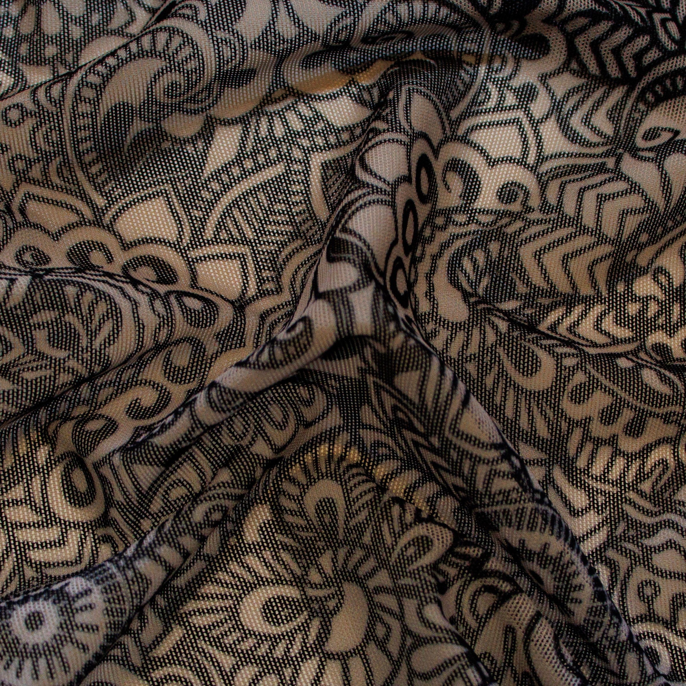 Mesh dehnbar - Paisleymuster - beige