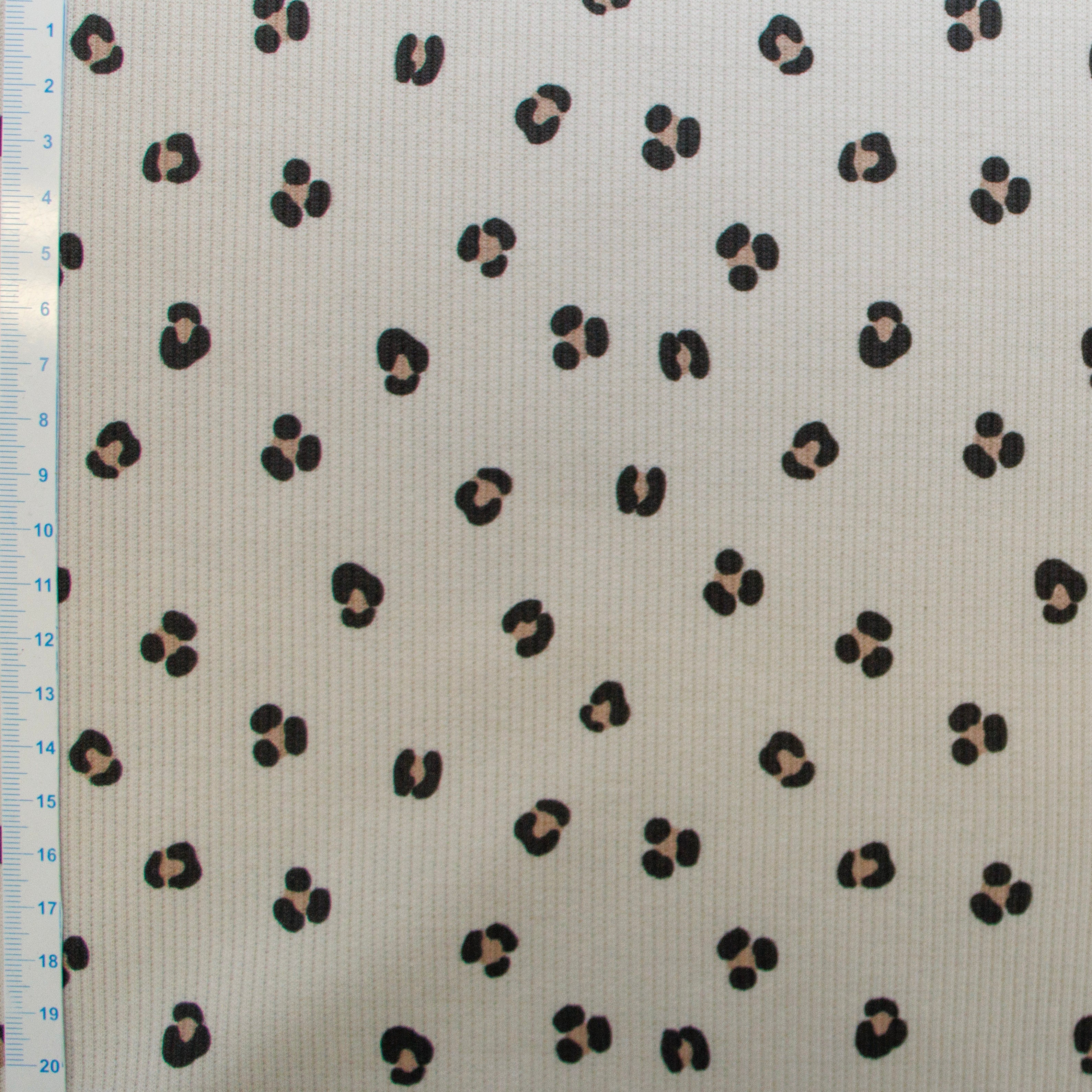 Ripp-Jersey Stoff Digitaldruck - Leomuster - sand