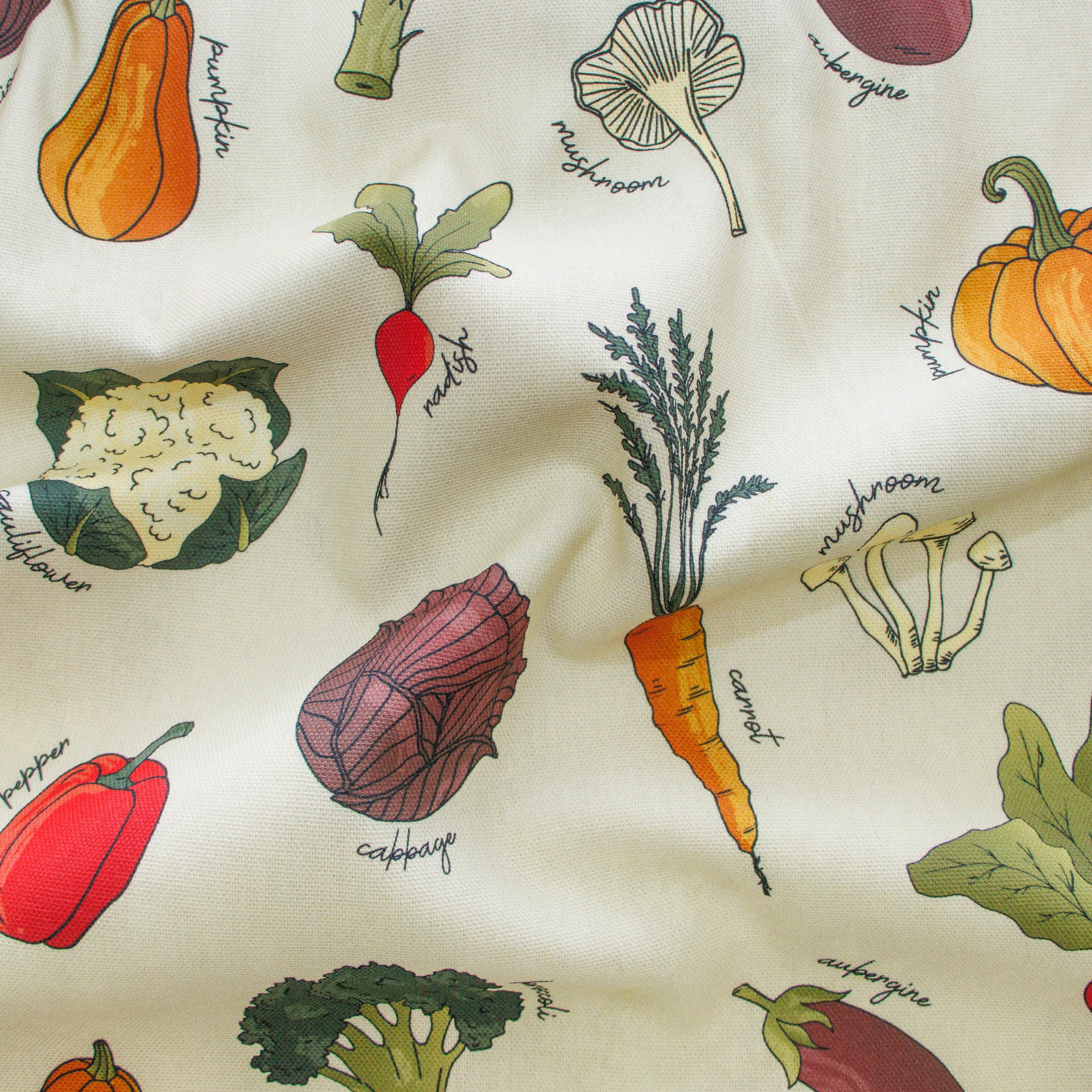 Dekostoff Half-Panama - Gemüsegarten - beige