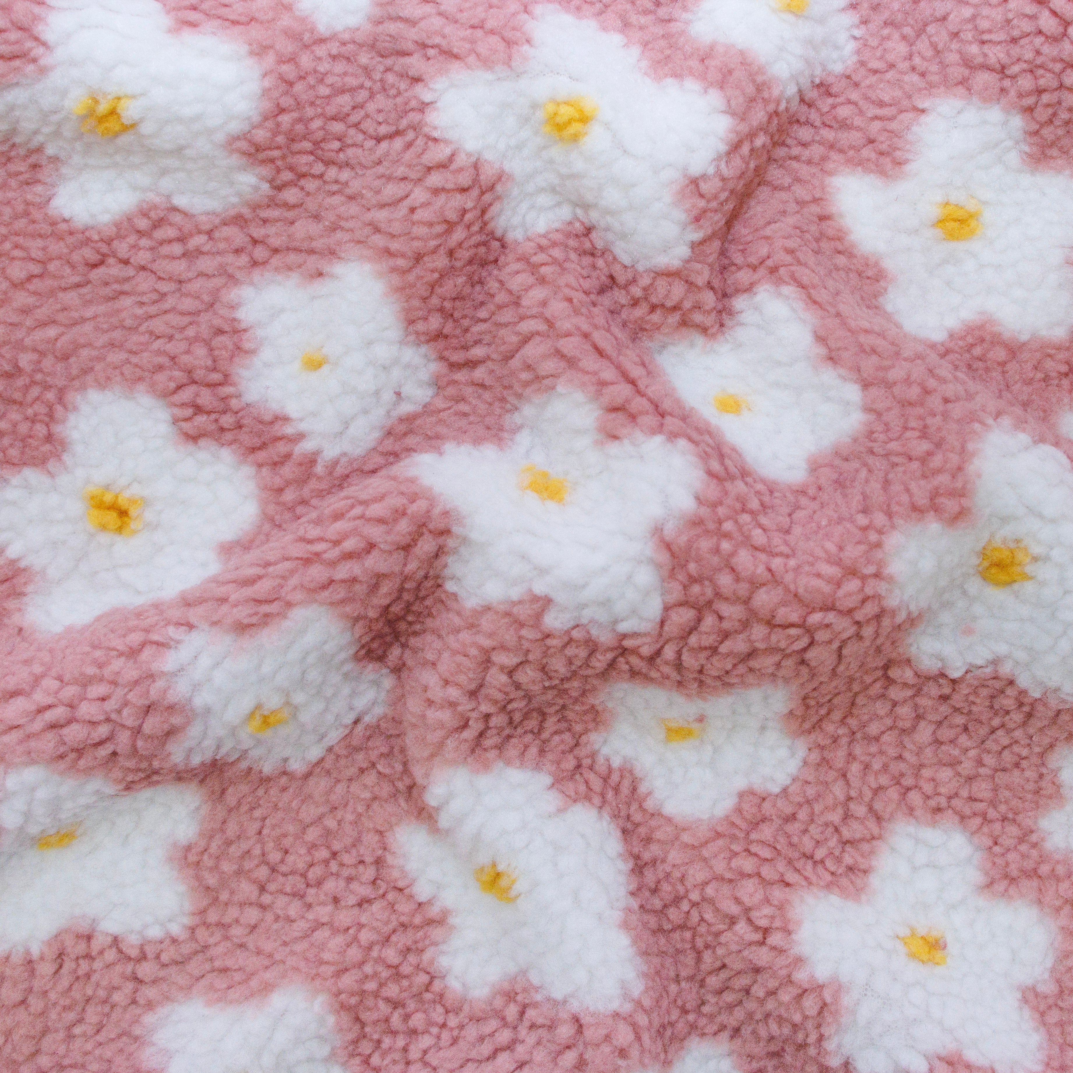 Sherpa Teddy Fleece Stoff - Blumen