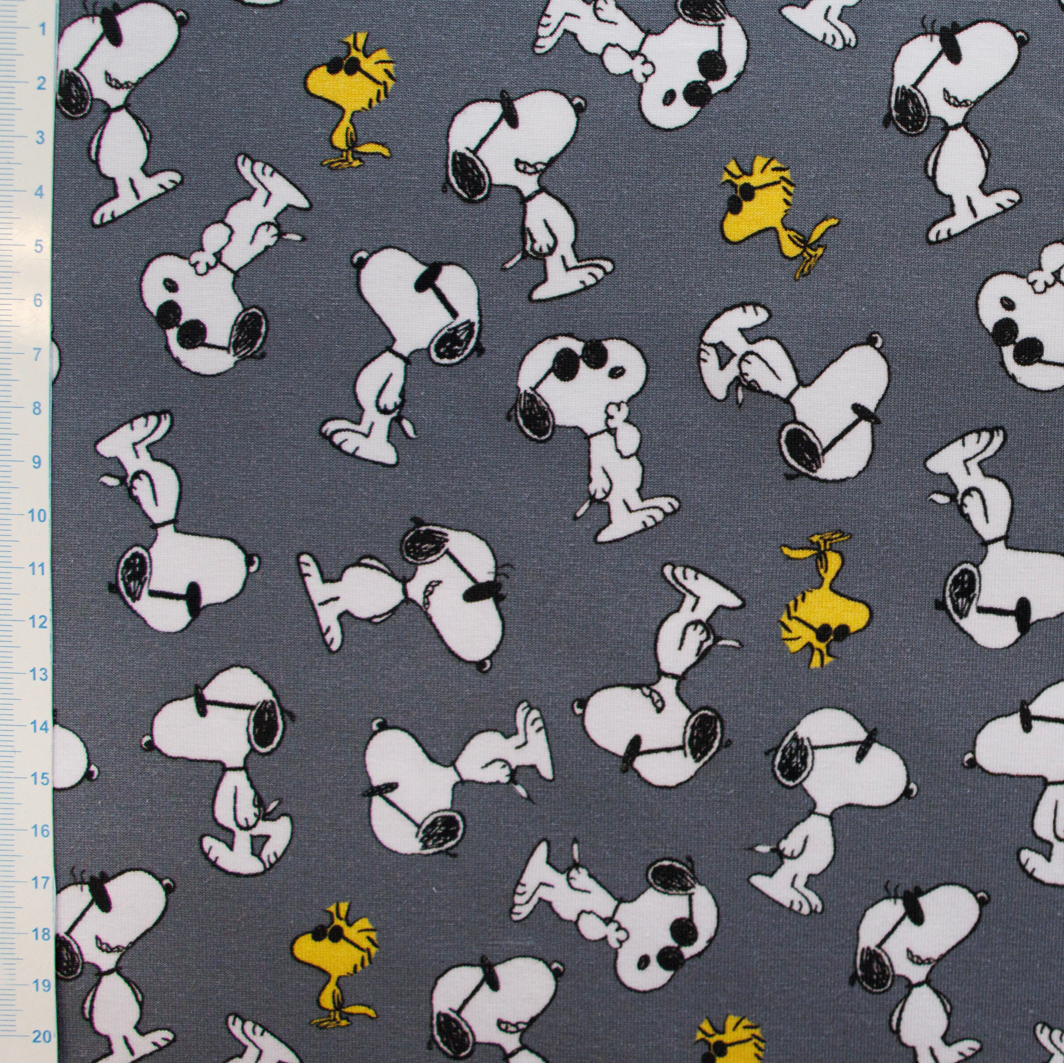 Jersey Digitaldruck - Snoopy - grau