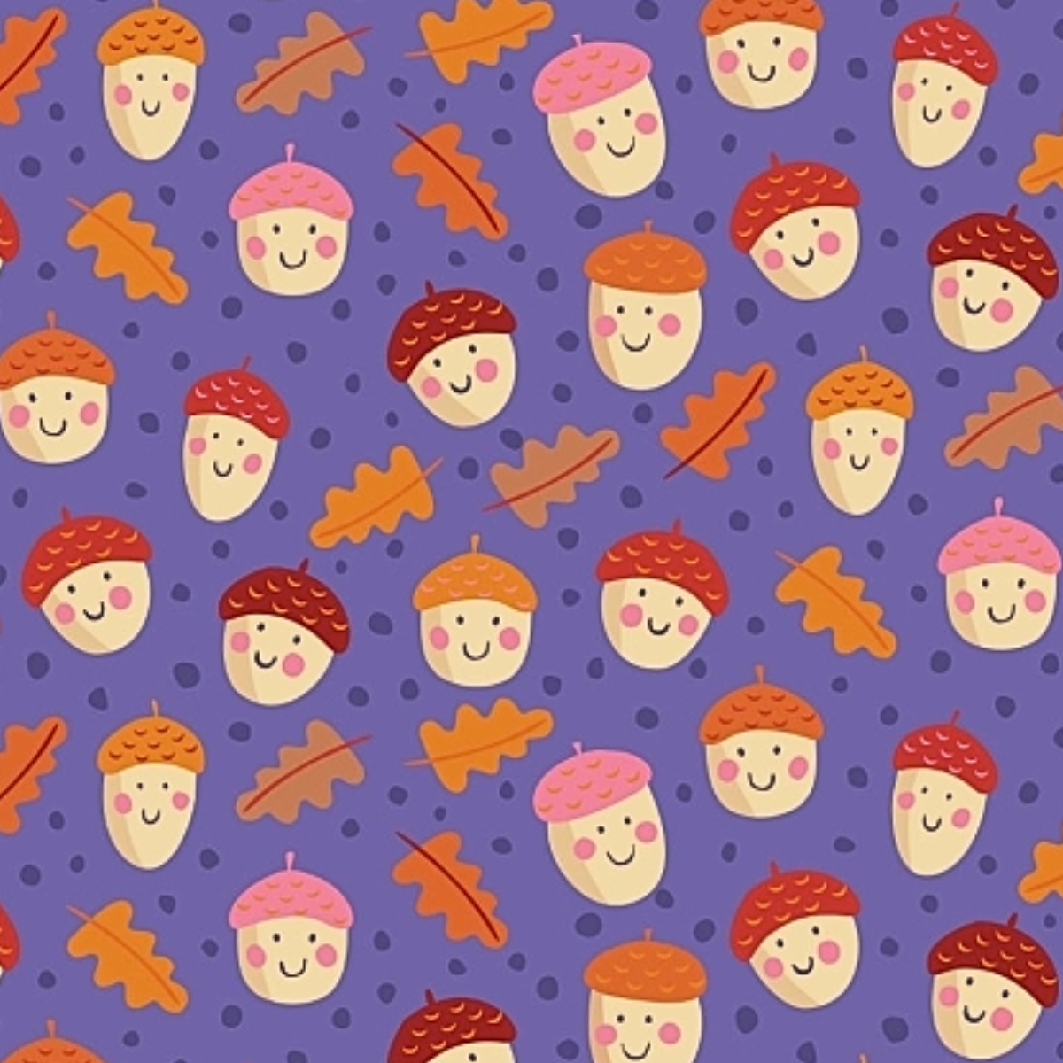 Jersey Stoff "Fröhliche Eichel" Digitaldruck