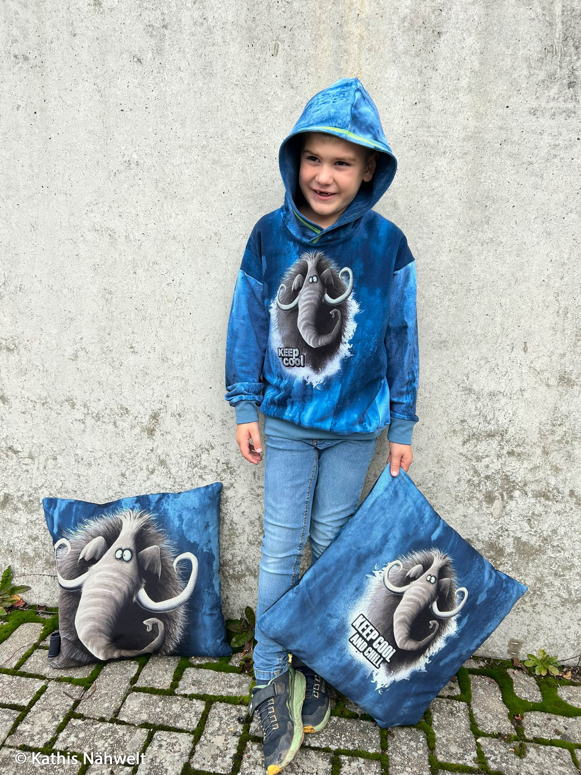 Sweat Swafing Kombistoff - On The Rocks by Thorsten Berger - Wasserfarben - jeansblau