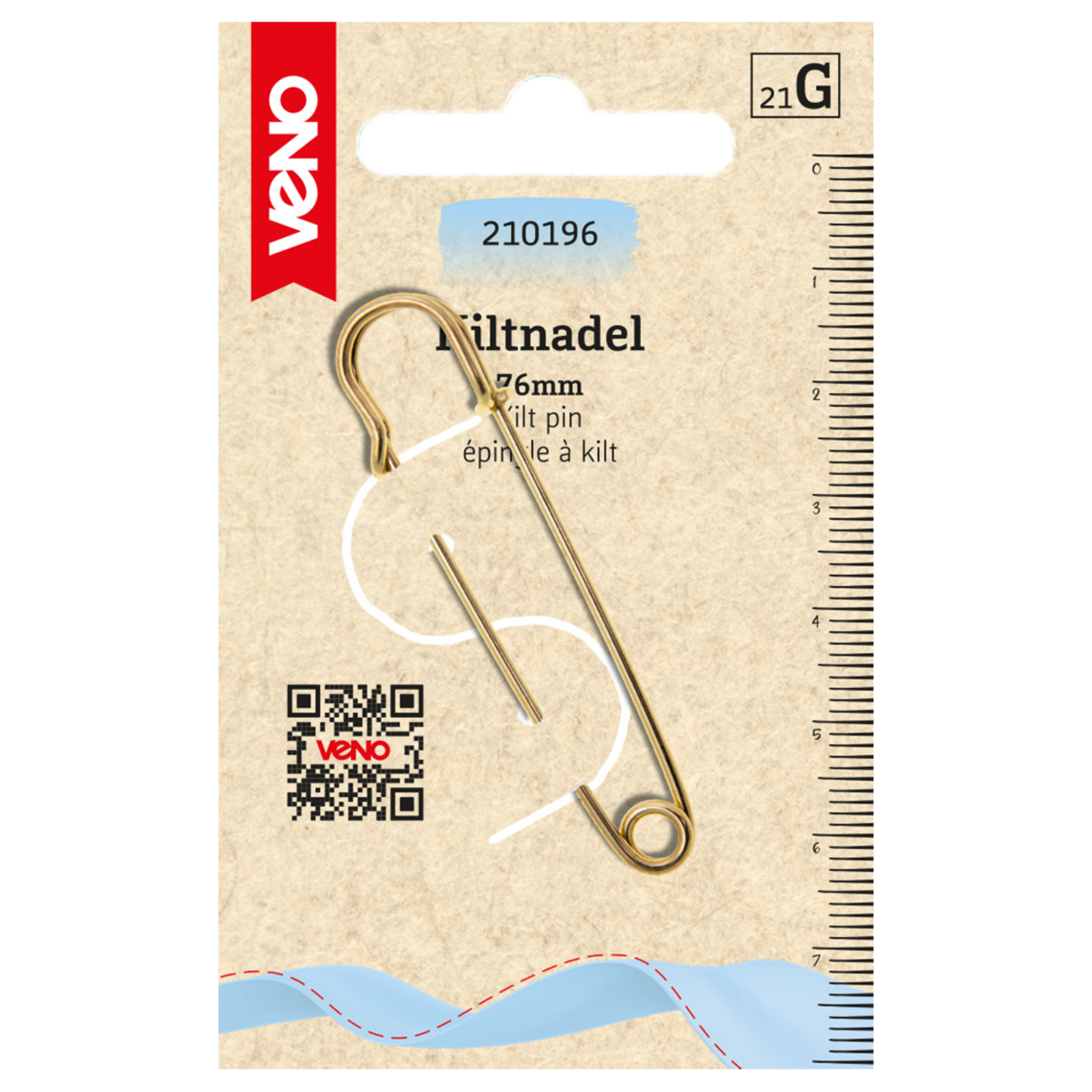 Kiltnadel 76mm goldfarbig
