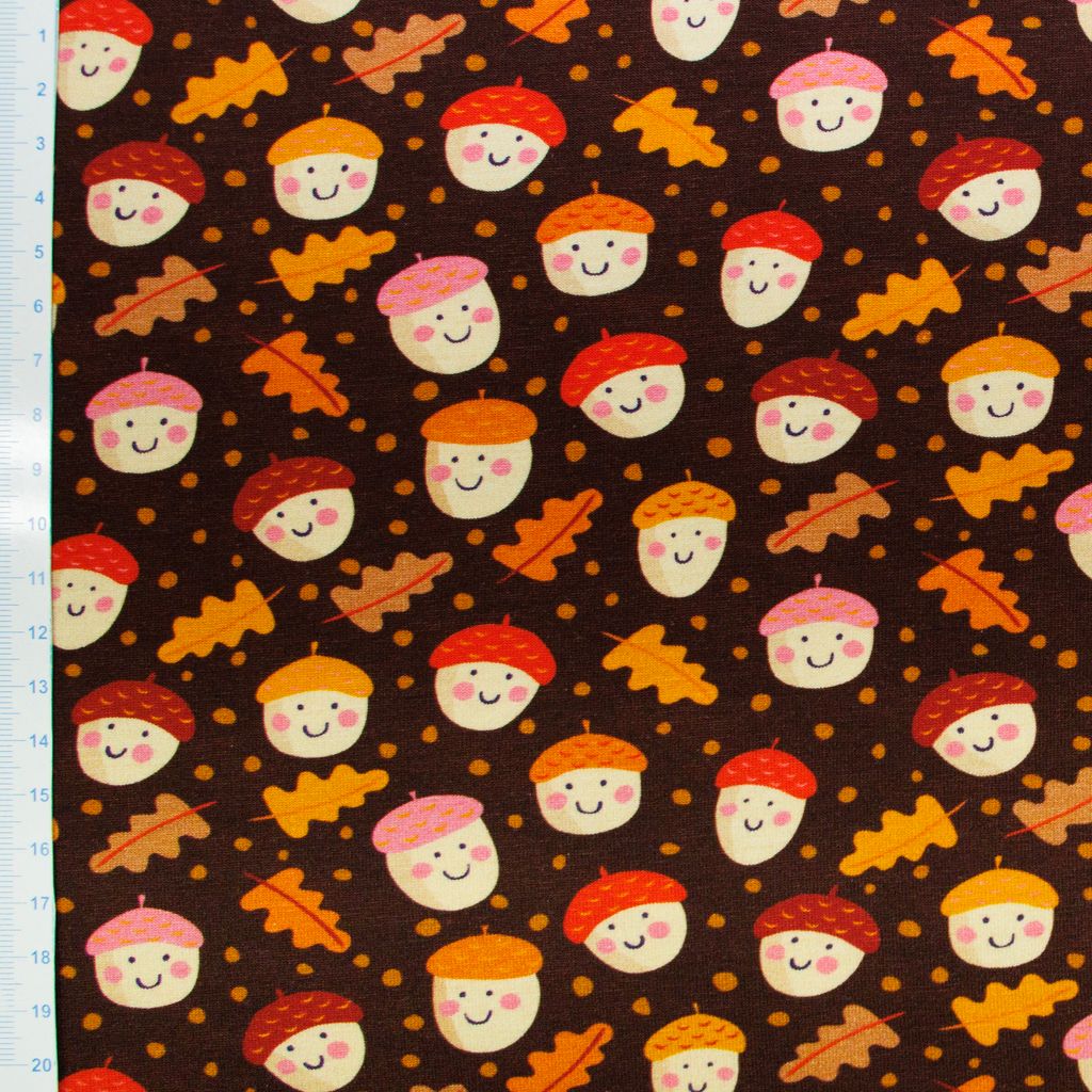 Jersey Stoff "Fröhliche Eichel" Digitaldruck