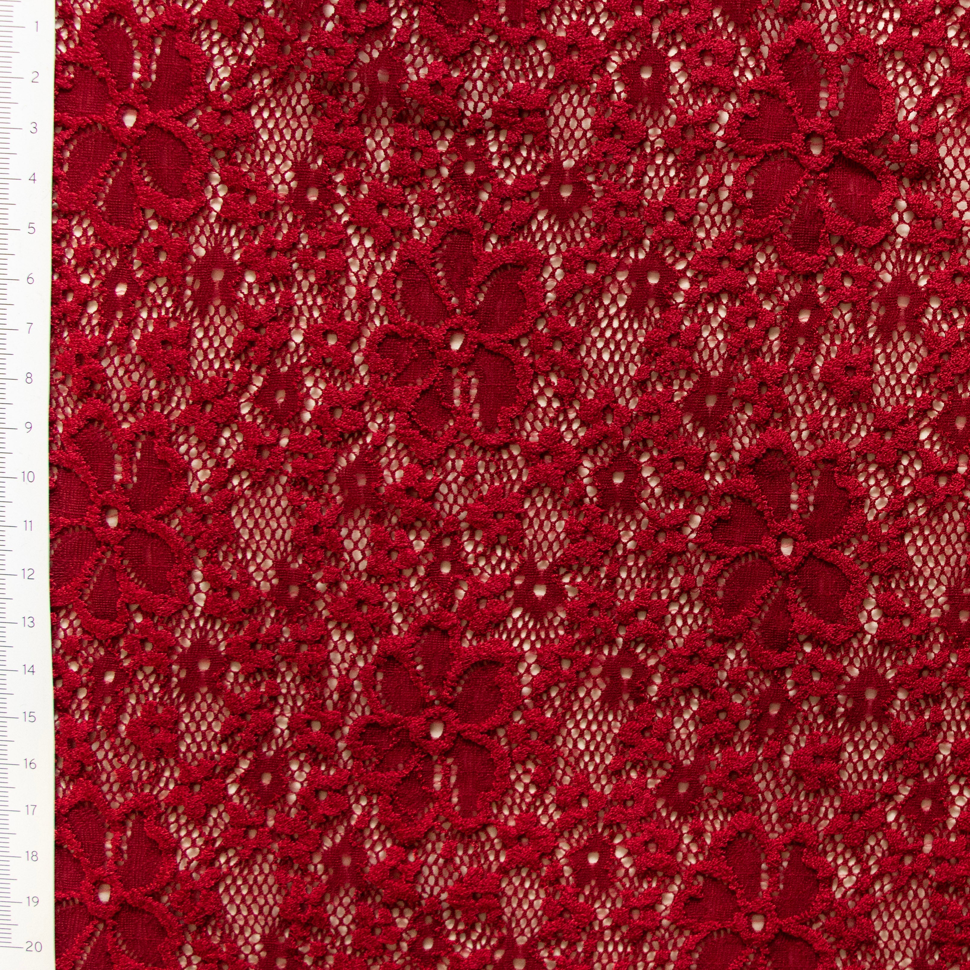 elastische Spitze - Designerstoff aus Spanien - Blumen - bordeaux
