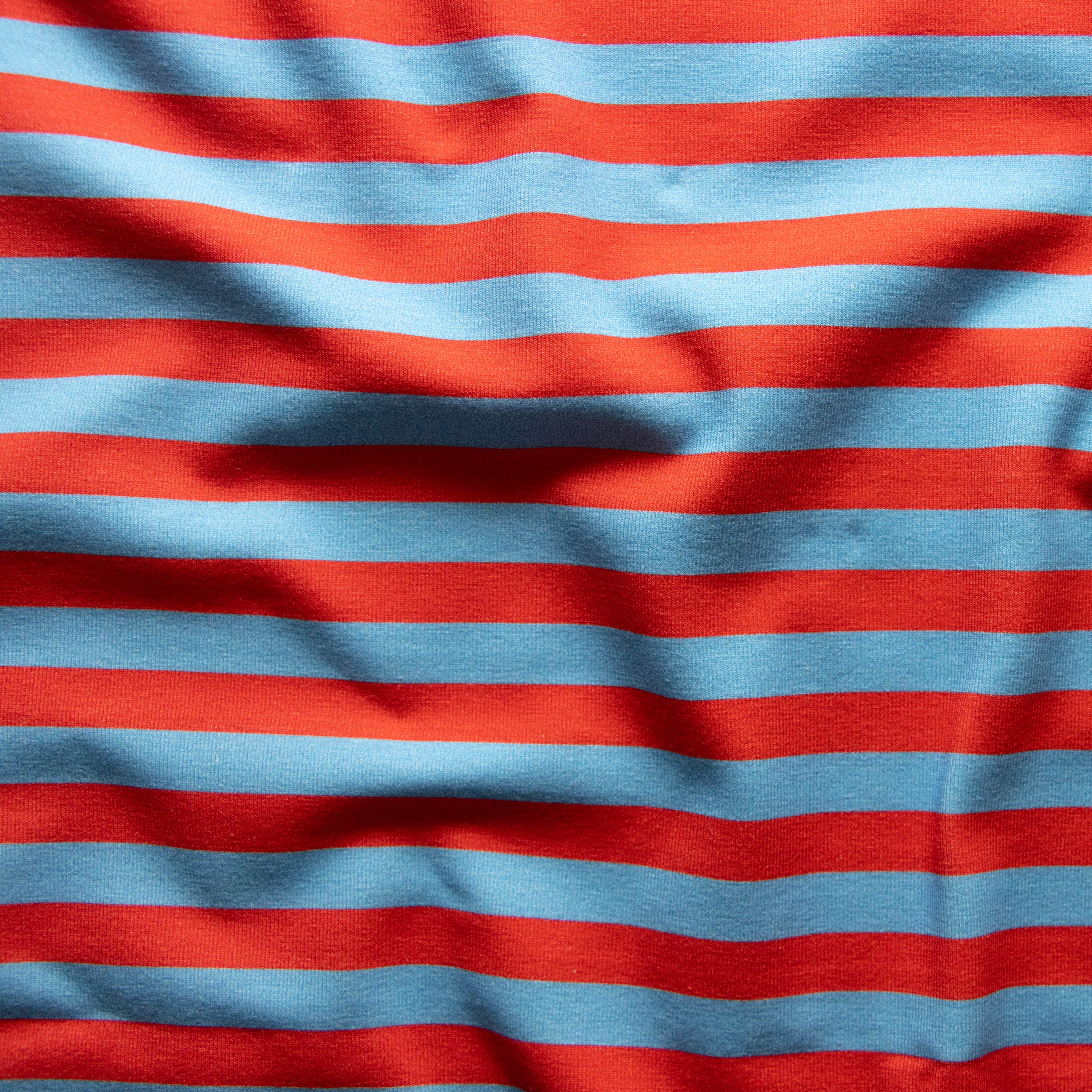 Eigenproduktion Jersey Krabben Katzengold-Design- Kombistoff - blau - rot