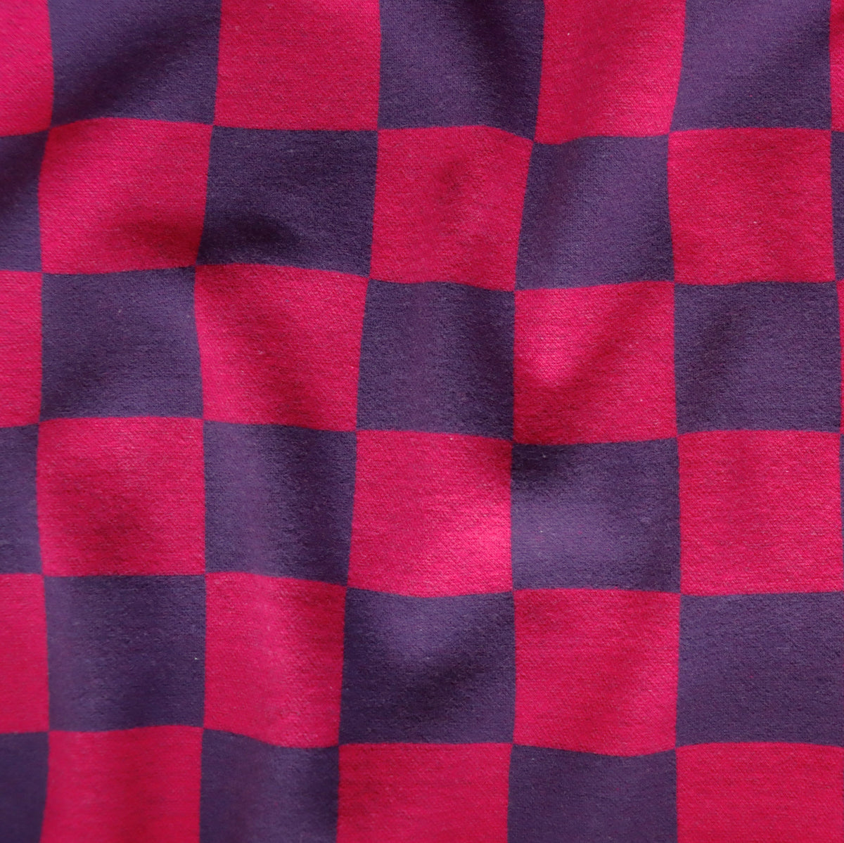 Eigenproduktion Jacquard - Sweat gebürstet - Schachbrett - violett - pink
