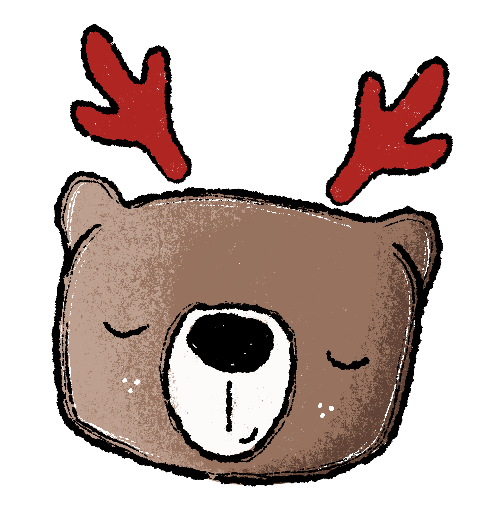 Bügelbild Applikation - Katzengold Design - BearXmas - Bär mit Rentierhörnern