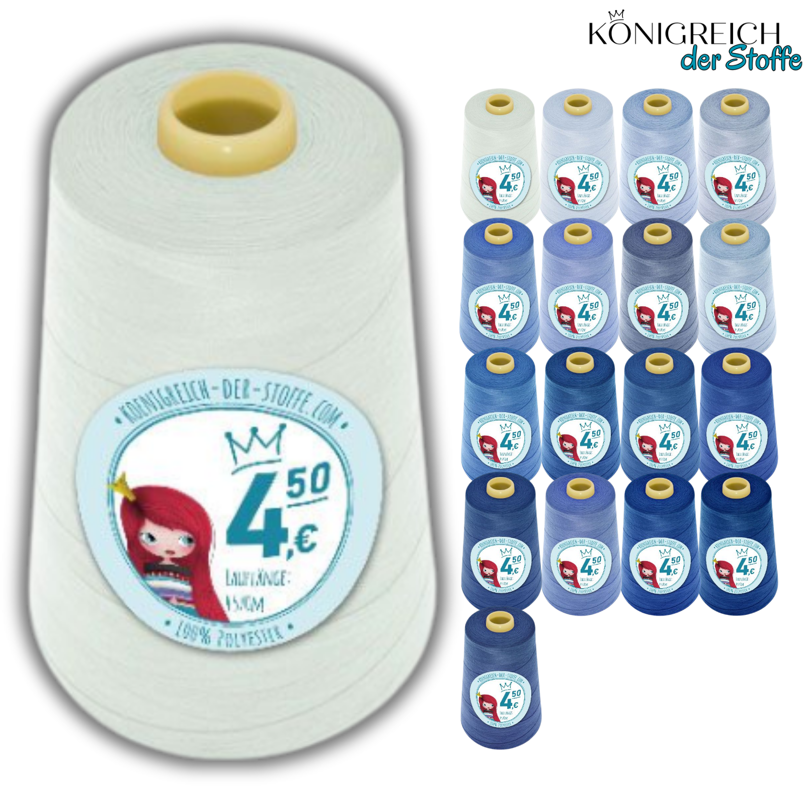 🧵 Overlock Nähgarn - 4570 m - Hellblau • Blau