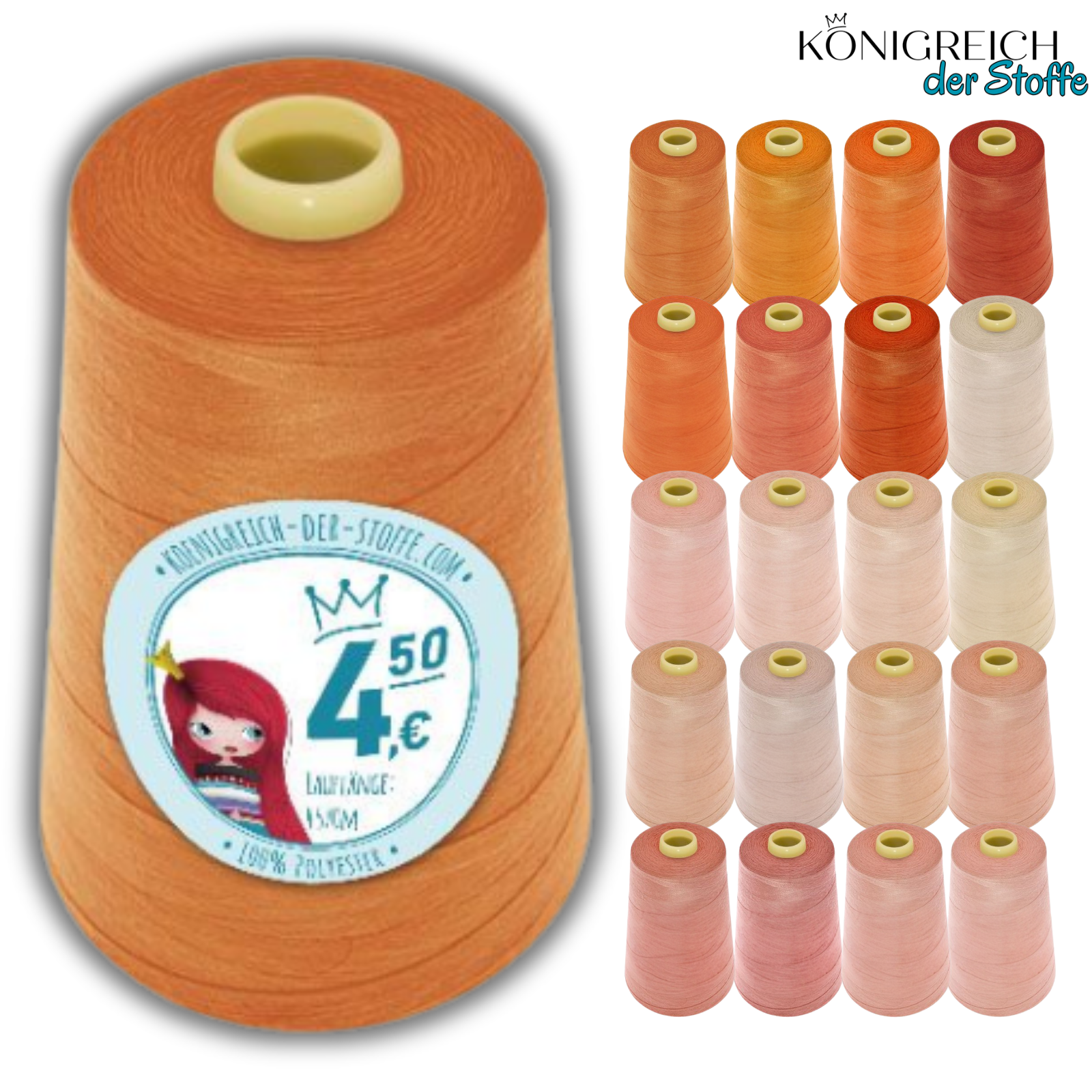 🧵 Overlock Nähgarn - 4570 m - Orange • Rosa