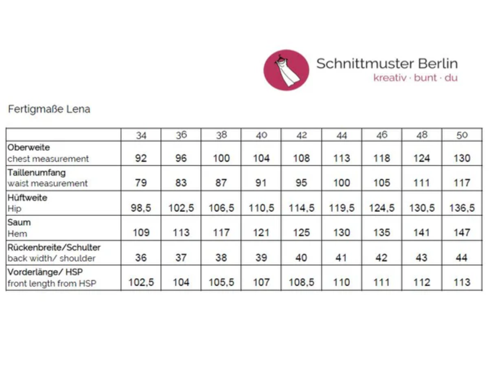 Papierschnittmuster Kleid Lena