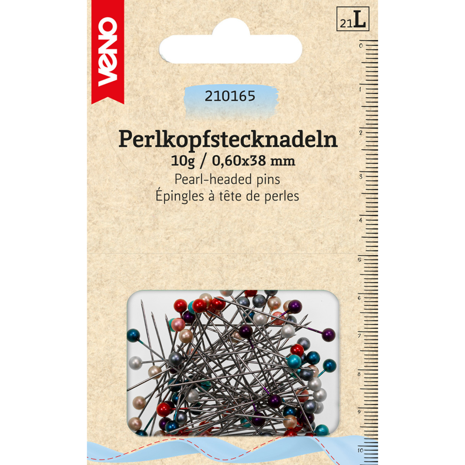 Perlkopfstecknadeln 0,60 x 38 mm bunt 10 g