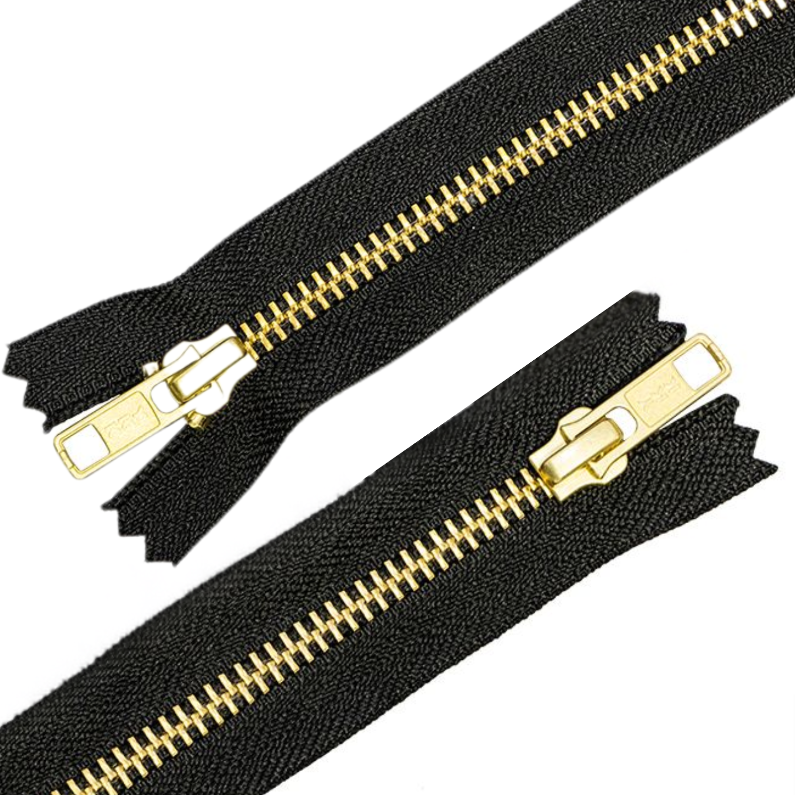 Reißverschluss YKK nicht teilbar - schwarz & gold - Metall
