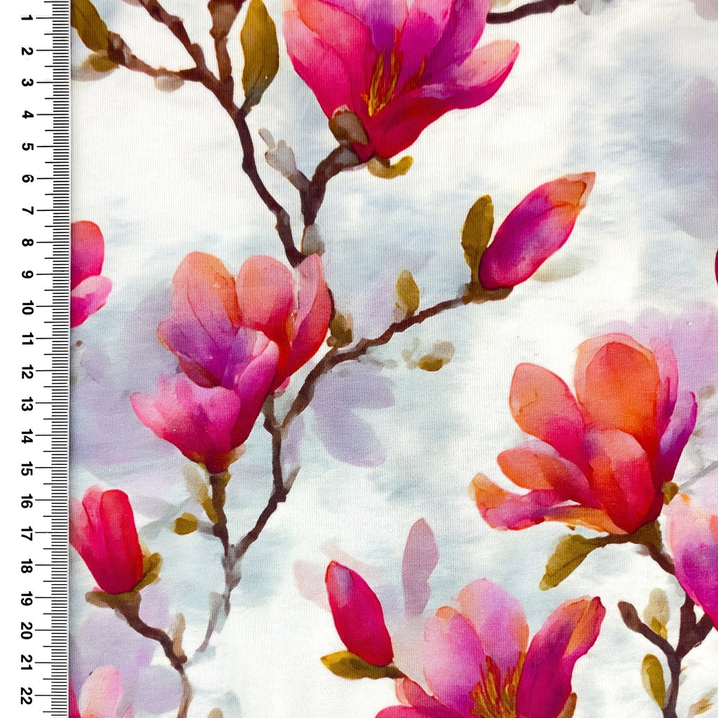Jersey Viskose Digitaldruck - Blumen - grau