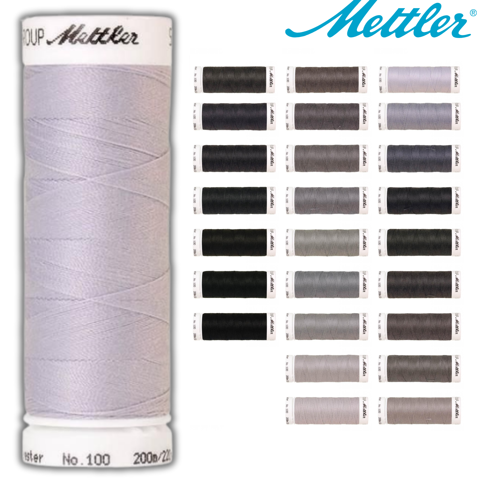 🧵 SERALON® - Allesnähergarn - 200 m • Grau – Anthrazit – Schwarz - Nähgarn