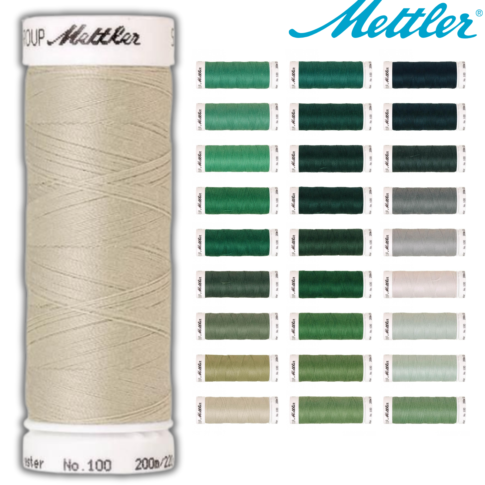 🧵 SERALON® - Allesnähergarn - 200 m • Hellgrün - Grün - Dunkelgrün - Nähgarn