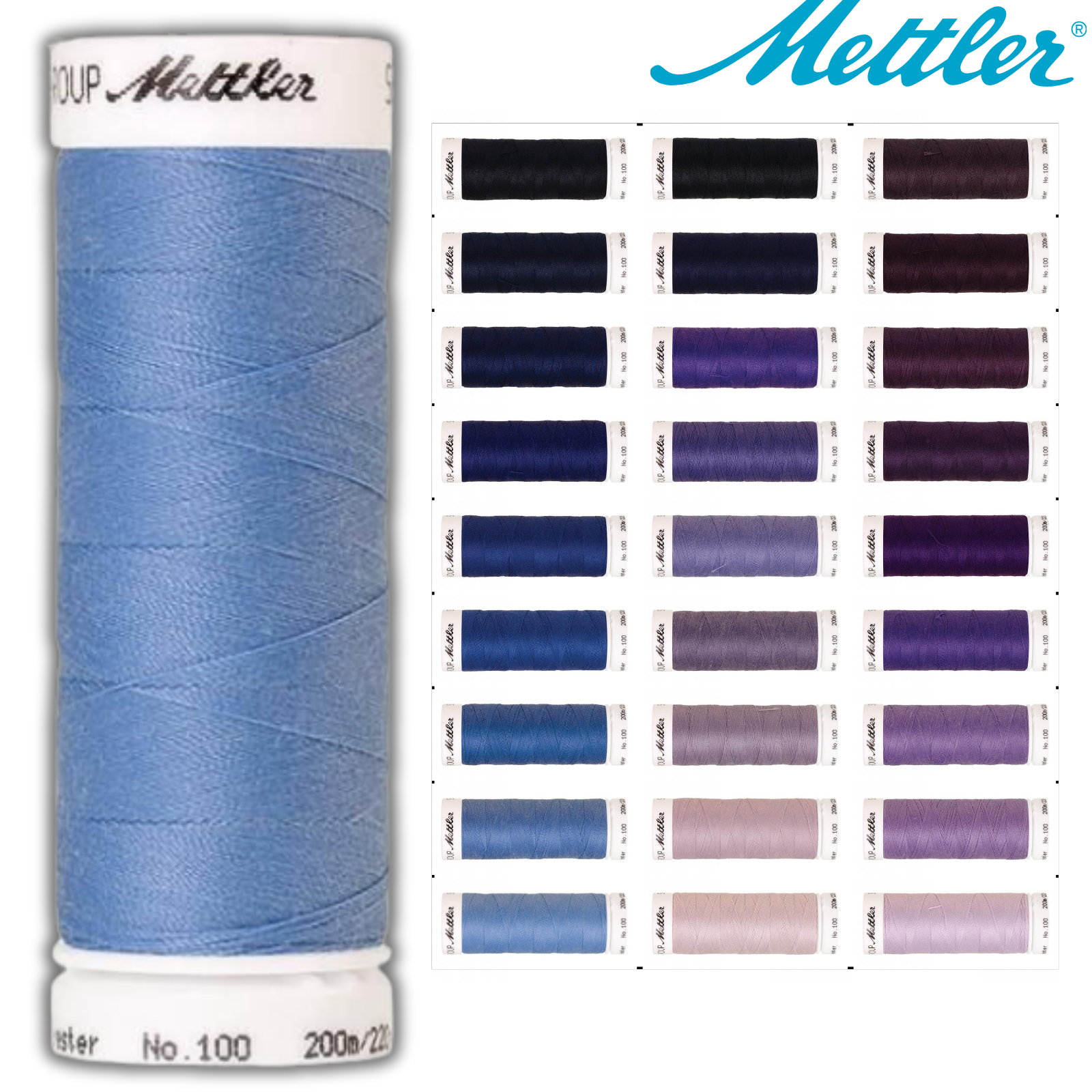 🧵 SERALON® - Allesnähergarn - 200 m • Blau – Lila– Dunkelblau - Nähgarn